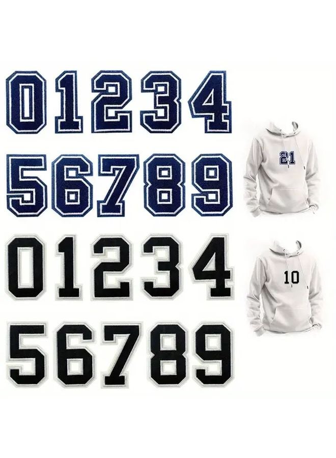 Baseball Embroidered Iron On Patch Number 0 9 Black White Blue Design For Clothing - Image 1